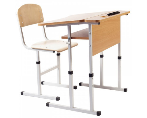 Set scolar individual anti-scolioza cu polita, pe carcasa patrata, reglabil pentru grupuri № 4 - 6